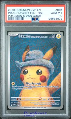 Pokemon Card PSA 10 Pikachu with Grey Felt Hat SVP 085 Van Gogh Promo FA 2023 - Image 1