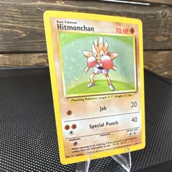 Pokemon Hitmonchan 7/102 Base Set Holo Rare 70 HP Basic Card 1999 English - Image 3