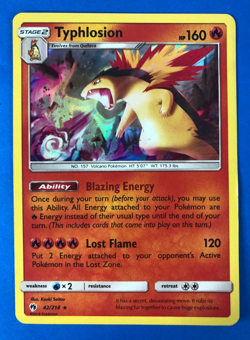 Typhlosion Holo Rare SM - Lost Thunder 42/214 NM Pokemon Card MP/HP - Image 1