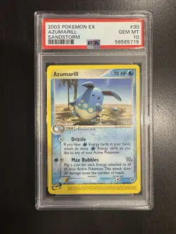 PSA 10 Azumarill EX Sandstorm 30/100 Pokemon Card - Image 1