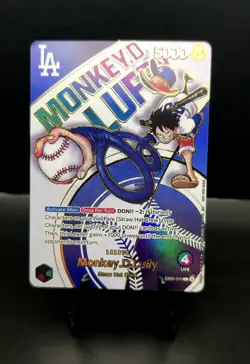 One Piece x LA Dodgers Non-TCG Monkey D. Luffy & Ace Holofoil DISPLAY Card Promo - Image 4