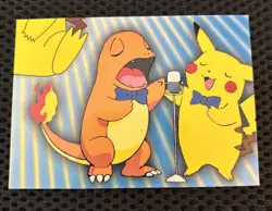 Pokemon Topps Series Puzzle Card P06 of 6 (Charmander & Pikachu Singing) - LP - Image 1