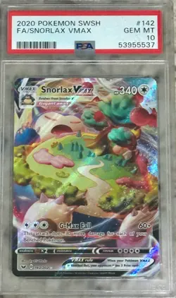 2020 POKEMON SWORD & SHIELD #142 FULL ART/SNORLAX VMAX PSA 10 - Image 1