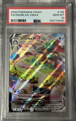 2020 POKEMON SWORD & SHIELD #142 FULL ART/SNORLAX VMAX PSA 10 - Image 1