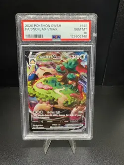 2020 POKEMON SWORD & SHIELD #142 FULL ART/SNORLAX VMAX PSA 10 - Image 1
