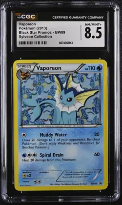 CGC 8.5 Vaporeon 2013 Black Star Promos BW89 Holo Pokemon Card - Image 1