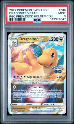2022 POKEMON SWSH BLACK STAR PROMO #236 DRAGONITE VSTAR PSA 9 - Image 1