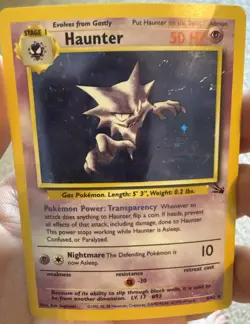 1999 Pokemon Fossil Haunter Holo Stain Error DMG Damaged 6/62 - Image 1