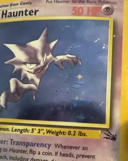 1999 Pokemon Fossil Haunter Holo Stain Error DMG Damaged 6/62 - Image 2