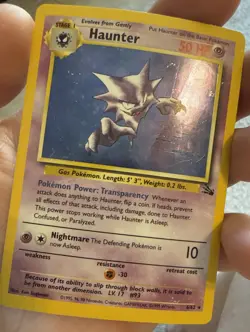 1999 Pokemon Fossil Haunter Holo Stain Error DMG Damaged 6/62 - Image 5
