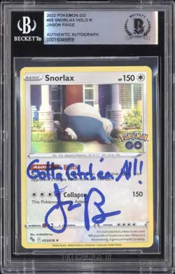 Pokemon Jason Paige signed 2022 Pokemon Go 55 Snorlax BGS Auth Auto - Image 1