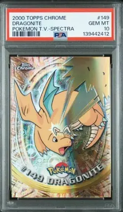 2000 TOPPS CHROME POKEMON T.V. #149 DRAGONITE SPECTRA PSA 10 LOW POP OF 14 - Image 1