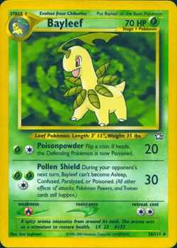 BAYLEEF 28/111 UNCOMMON NEO GENESIS POKEMON UNLIMITED MP - Image 1