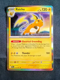 Raichu 019/091 PAF Rare Holo Paldean Fates Pokemon TCG - Image 1