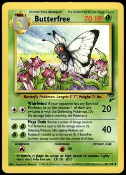 Butterfree 34/130 Uncommon Base Set 2 Pokemon MP - Image 1