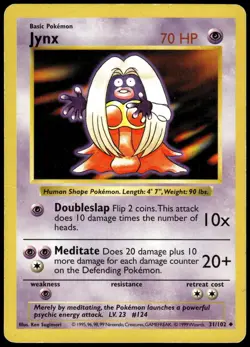Jynx 31/102 Uncommon Base Set Shadowless Pokemon HP - Image 1