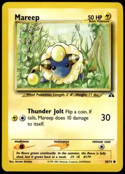 Mareep 58/75 Common Neo Discovery Pokemon Unlimited MP - Image 1