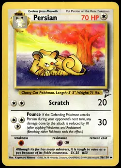 Persian 56/130 Uncommon Base Set 2 Pokemon MP - Image 1