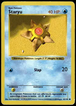 Staryu 65/102 Common Base Set Shadowless Pokemon Unlimited HP - Image 1