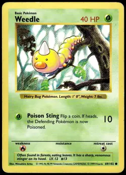 Weedle 69/102 Common Base Set Shadowless Pokemon MP - Image 1