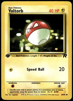 Voltorb 69/82 Common Team Rocket Pokemon 1st Edition MP - Image 1