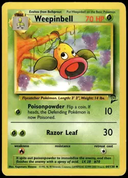 Weepinbell 64/130 Uncommon Base Set 2 Pokemon MP - Image 1