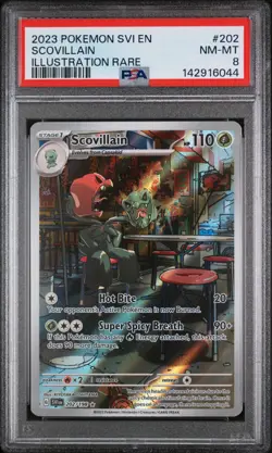 2023 POKEMON SVI EN-SVI ILLUSTRATION RARE #202 SCOVILLAIN PSA 8 (FREE S&H) - Image 1
