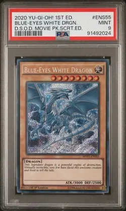 PSA9 Blue-Eyes White Dragon MVP1-ENS55 1st Edition Movie Pack Secret Rare Yugioh - Image 1