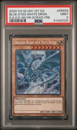 PSA9 Mint Blue-Eyes White Dragon MVP1-FRS55 1st Edition French Movie Pack Yugioh - Image 1
