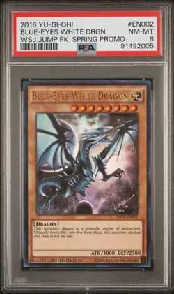 PSA 8 Blue-eyes white Dragon JMPS-EN002 WSJ Jump Pack Spring Promo 2016 Yugioh - Image 1