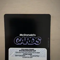 MILKSHAKE DIP (14/24) McDonalds Cards 2026 UnRedeemed trading card "NEW" - Image 2