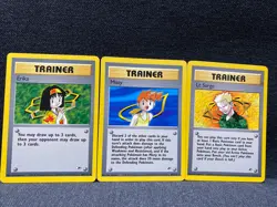 Erika Misty And Lt Surge Trainer Non Holo Card Bundle ( Gym Heroes) - Image 1