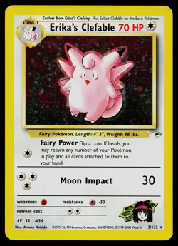 Pokemon Card - Erika's Clefable Gym Heroes 3/132 Holo Unlimited Holo Rare - Image 1