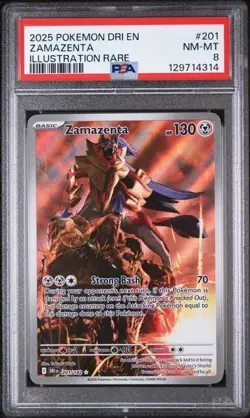Pokemon TCG Zamazenta 201/182 Sv10: Destined Rivals Holo PSA 8 NM-MT - Image 1