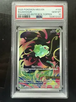 Pokemon Mega Evolutions Bulbasaur 133/132 Enhanced Topper Promo Stamped PSA 10 - Image 1