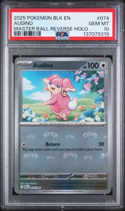 Pokemon BLK EN-BLACK BOLT 074 AUDINO MASTER BALL REVERSE HOLO PSA 10-137079319 - Image 1