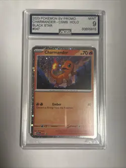2023 POKEMON SVP EN-SV BLACK STAR PROMO 151 POSTER COLL #047 CHARMANDER AGS 10 - Image 1