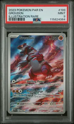 Groudon 2023 Pokemon Par En-Paradox Rift #199 Illustration Rare PSA 9 - Image 1