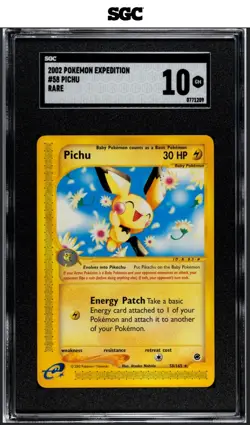 Pichu 58/165 Expedition Base Set SGC 10 GEM MINT Non Holo Rare 2002 WOTC Pokemon - Image 1