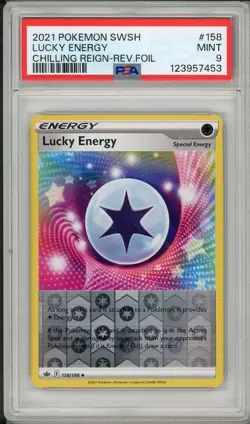 2021 Pokemon Chilling Reign Lucky Energy Reverse Holo Foil #158 PSA 9 - Image 1