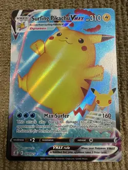 Pokemon TCG Surfing Pikachu Vmax Celebrations 009/025 Holo Ultra Rare - Image 1