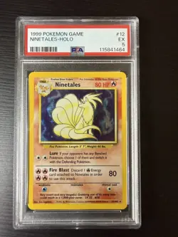 1999 POKEMON BASE SET UNLIMITED #12 NINETALES-HOLO PSA 5 - Image 1