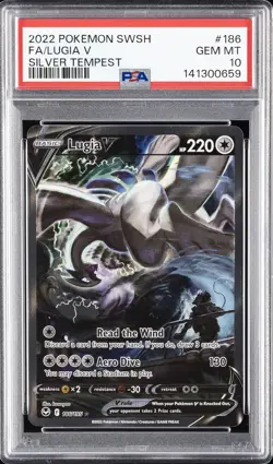 2022 POKEMON SWORD & SHIELD SILVER TEMPEST #186 FULL ART/LUGIA V PSA 10 - Image 1