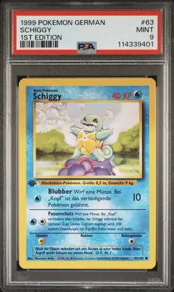 1999 Pokemon GERMAN 1st Edition Base Set Schiggy-Squirtle 63/102 PSA 9 MINT - Image 1