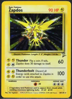 Zapdos Holo Rare Base Set 2 #20/130 -LP- Pokemon TCG - Image 1