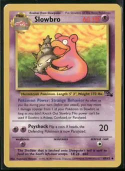 ✰ SLOWBRO 43/62 UNLIMITED UNCOMMON FOSSIL POKEMON ✰ LP - Image 2