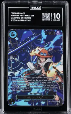 Portgas D Ace 2025 ONE PIECE CARRYING ON HIS WILL #EB02-028 OP13 SP TAG GEM 10 - Image 1