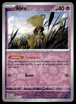 Abra 80/167 Pokemon Card Twilight Masquerade Common 40 HP Rev Holo LP DD - Image 1