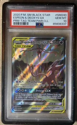 Pokemon TCG Espeon & Deoxys GX Tag Team Black Star Promo Card #SM240 PSA 10 - Image 3