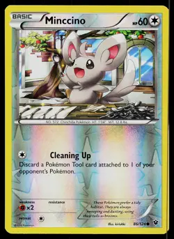 Pokemon Card Fates Collide Minccino 86/124 Common Reverse Holo - Image 1